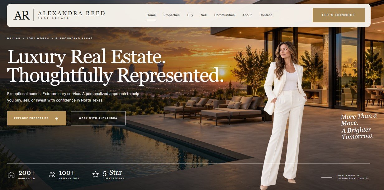 Alexandra Reed luxury real estate website homepage