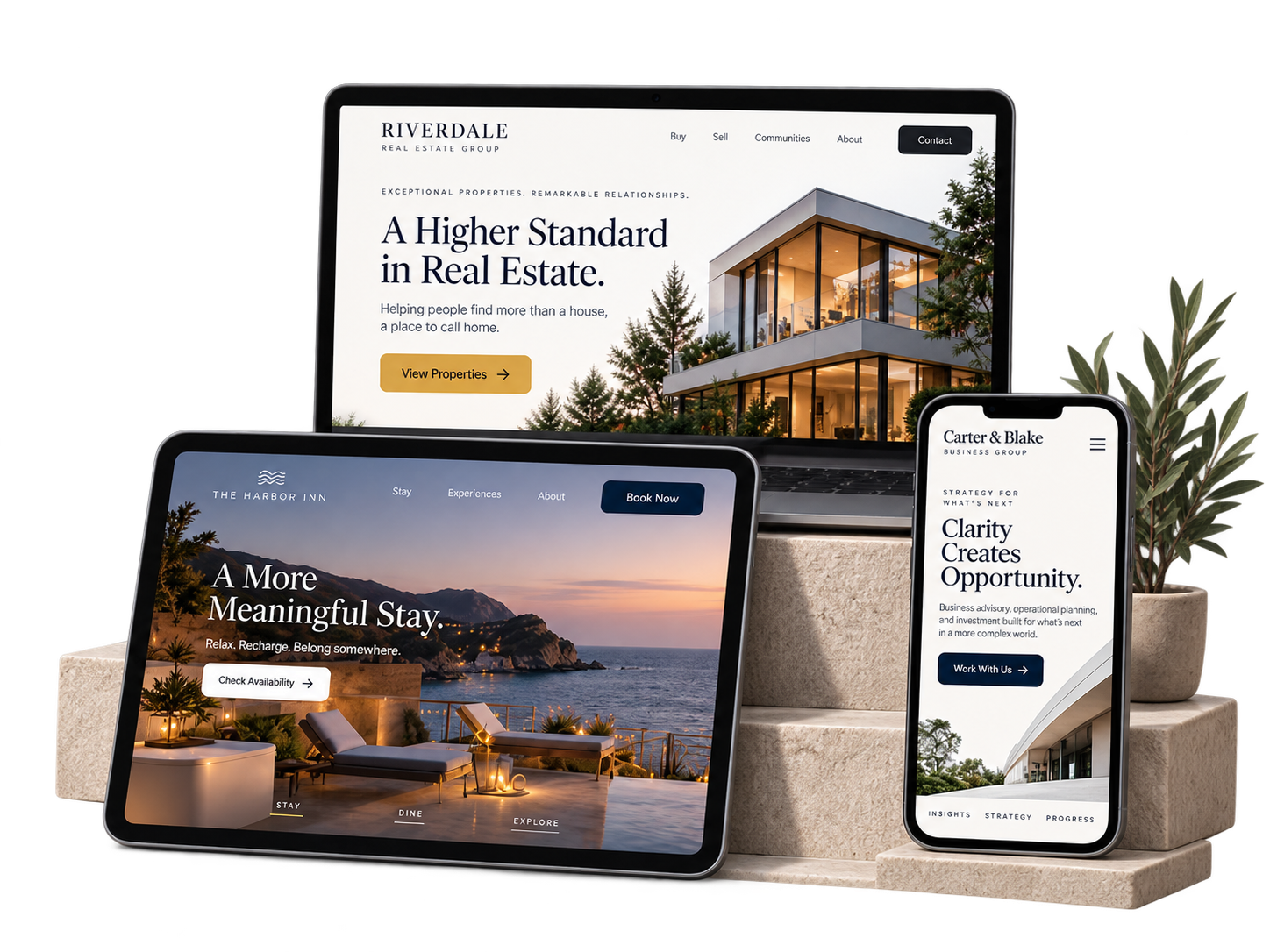 Prime Business Systems website portfolio displayed across multiple devices